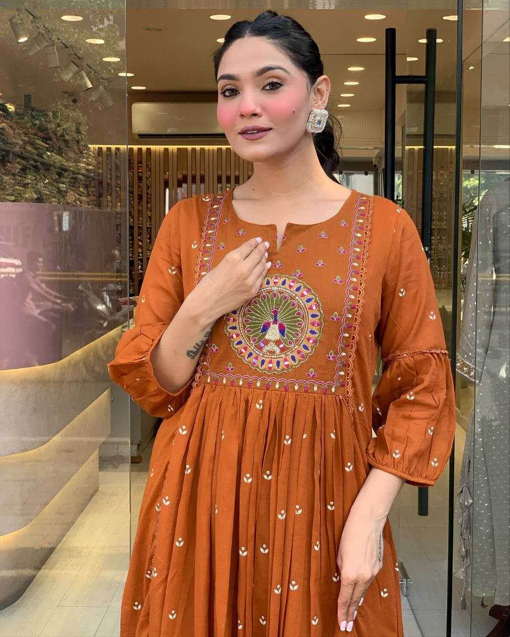 Cotton Casual Embroidered Kurti - MYLUXURY LANE ENTERPRISE
